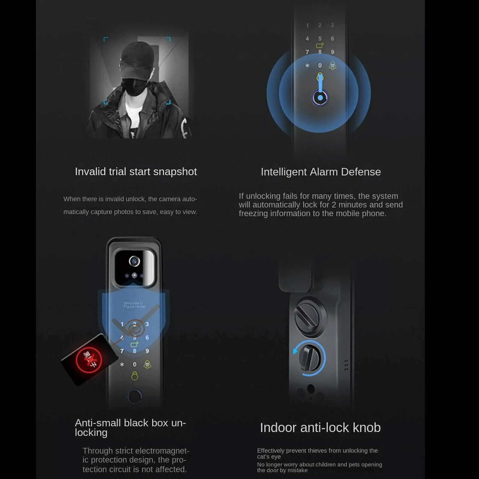 Smart Door Lock 3D Face Recognition Camera FingerPrint Password Security Lock