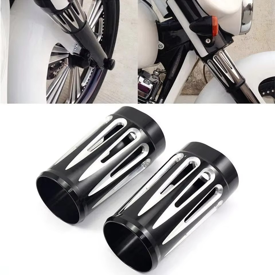 Fork Boot Slider Cover Cow Bell For Harley Touring Electra Road Glide 80-23 NEW