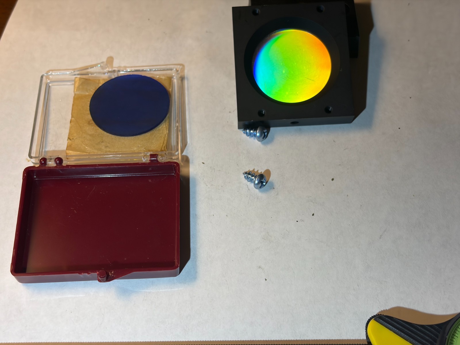 Precision Optical Diffraction Grating Assembly w/ Blue Interference Filter