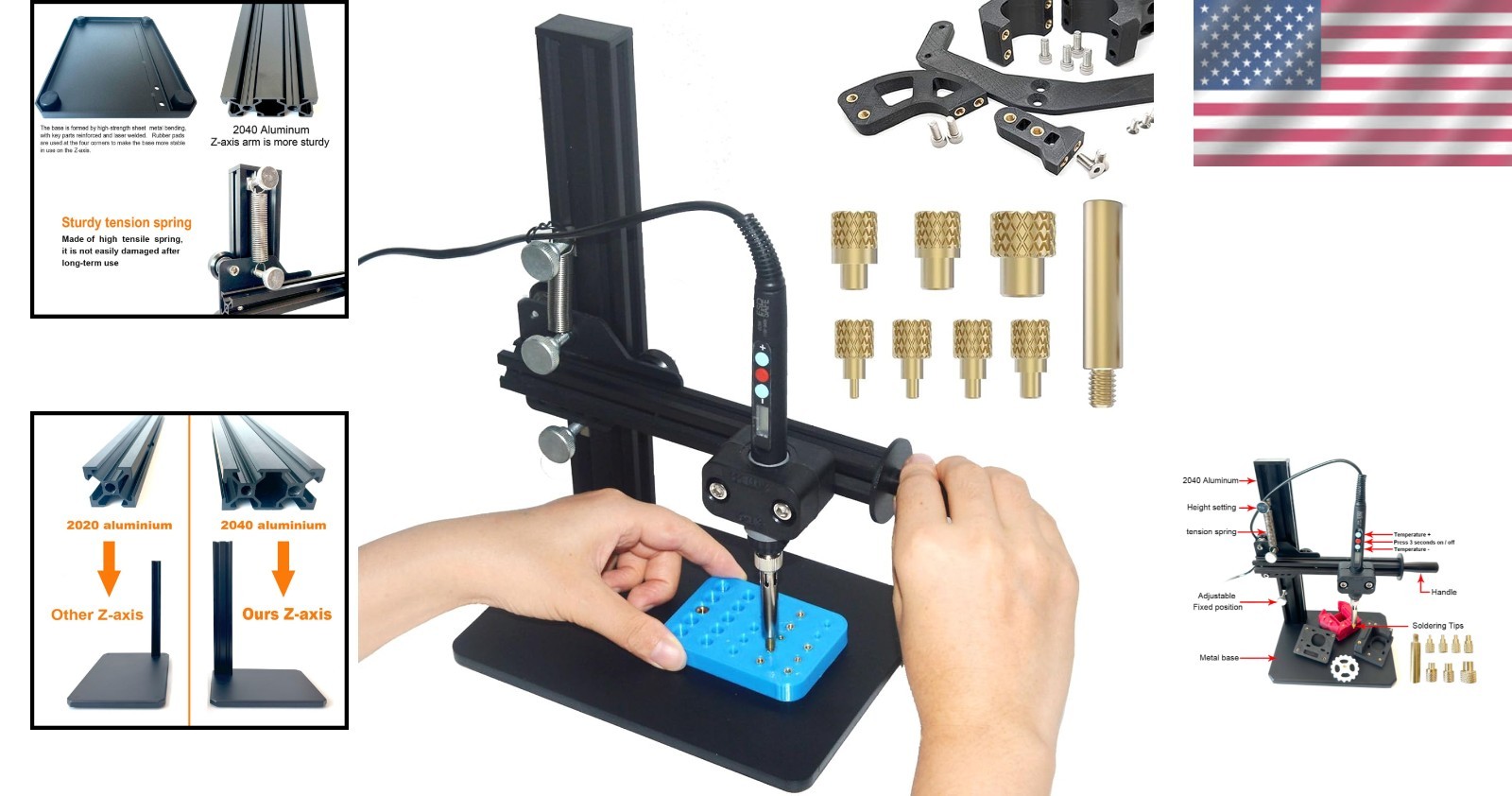 Advanced Vertical Heat Press Tool for 3D Printing & Threaded Inserts - 110V/220V