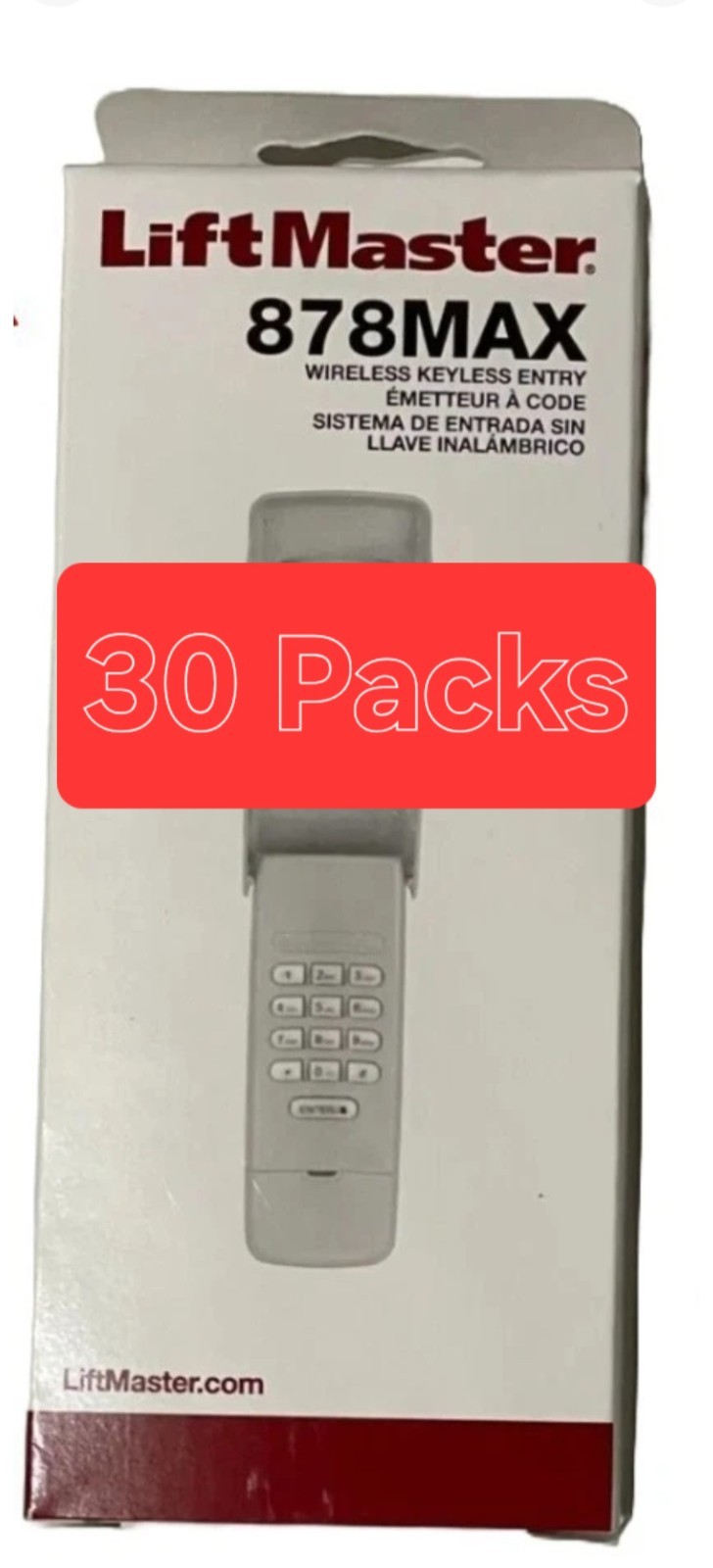 30 Packs LiftMaster Wireless Keypad 878MAX Garage Door Opener