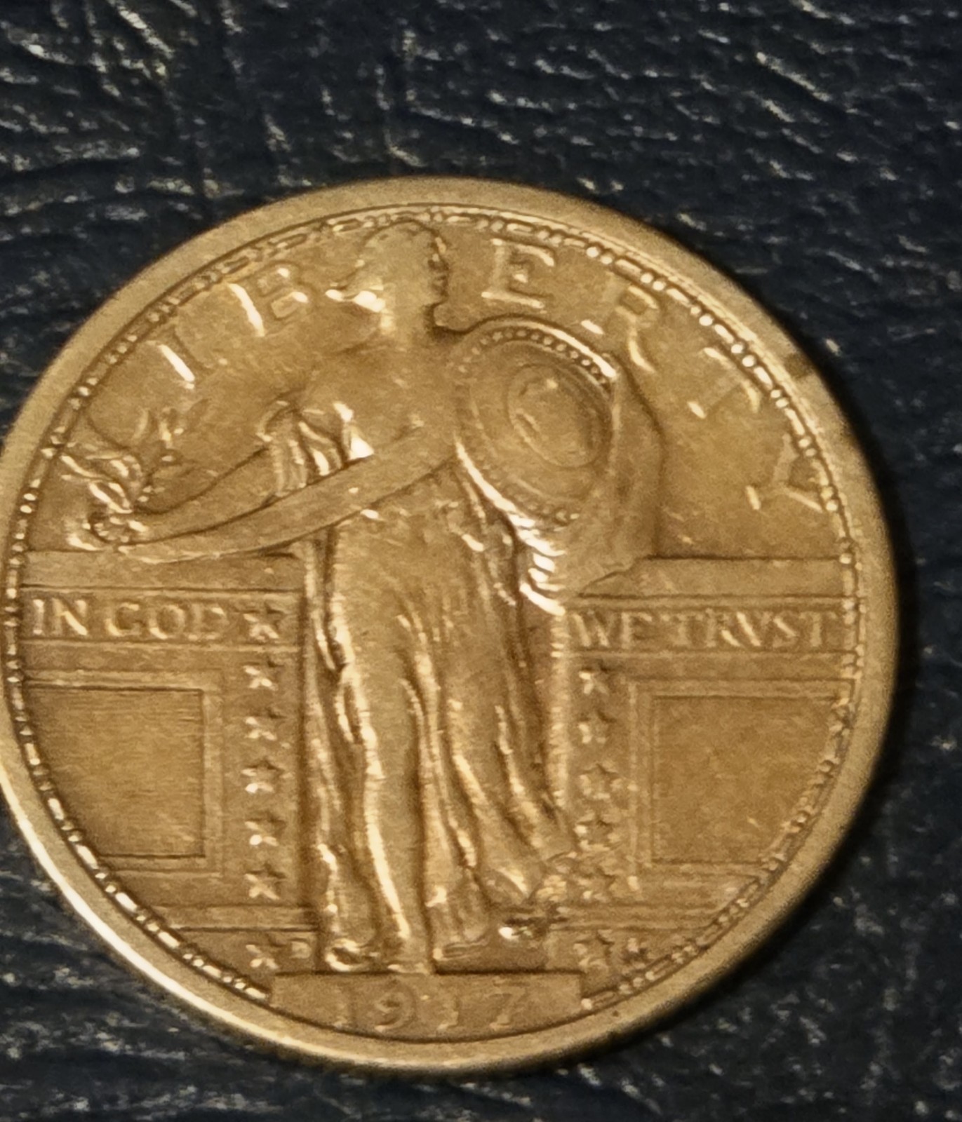 1917-D STANDING LIBERTY QUARTER, TYPE 1, VF+, BETTER DATE, ORIGINAL