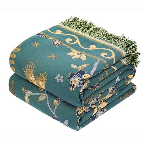 Boho 100% Cotton Large Throw Blanket Cali King/King (91" X 108") Flower-bird