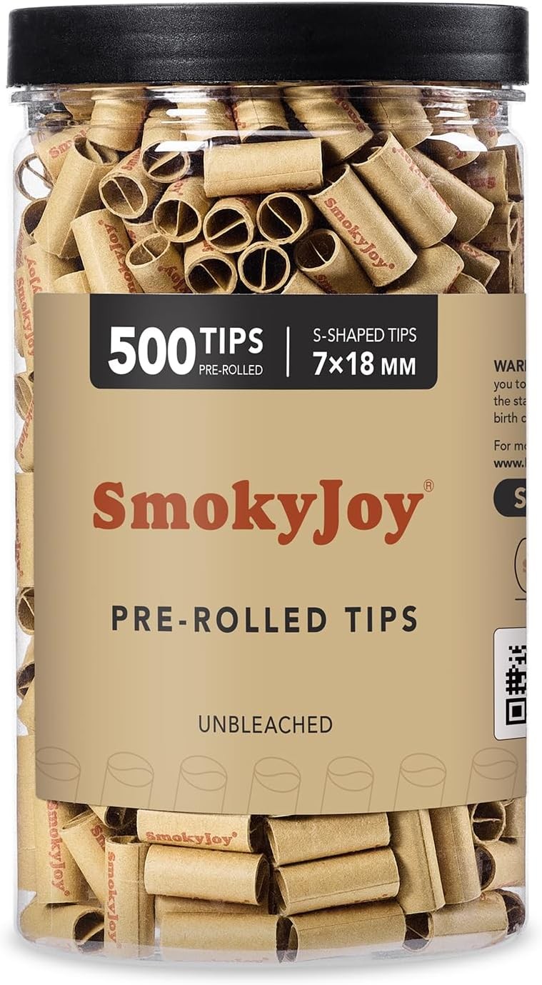 500 Pcs 7mm Natural Unbleached Pre Rolled Filter Tips for Rolling Paper