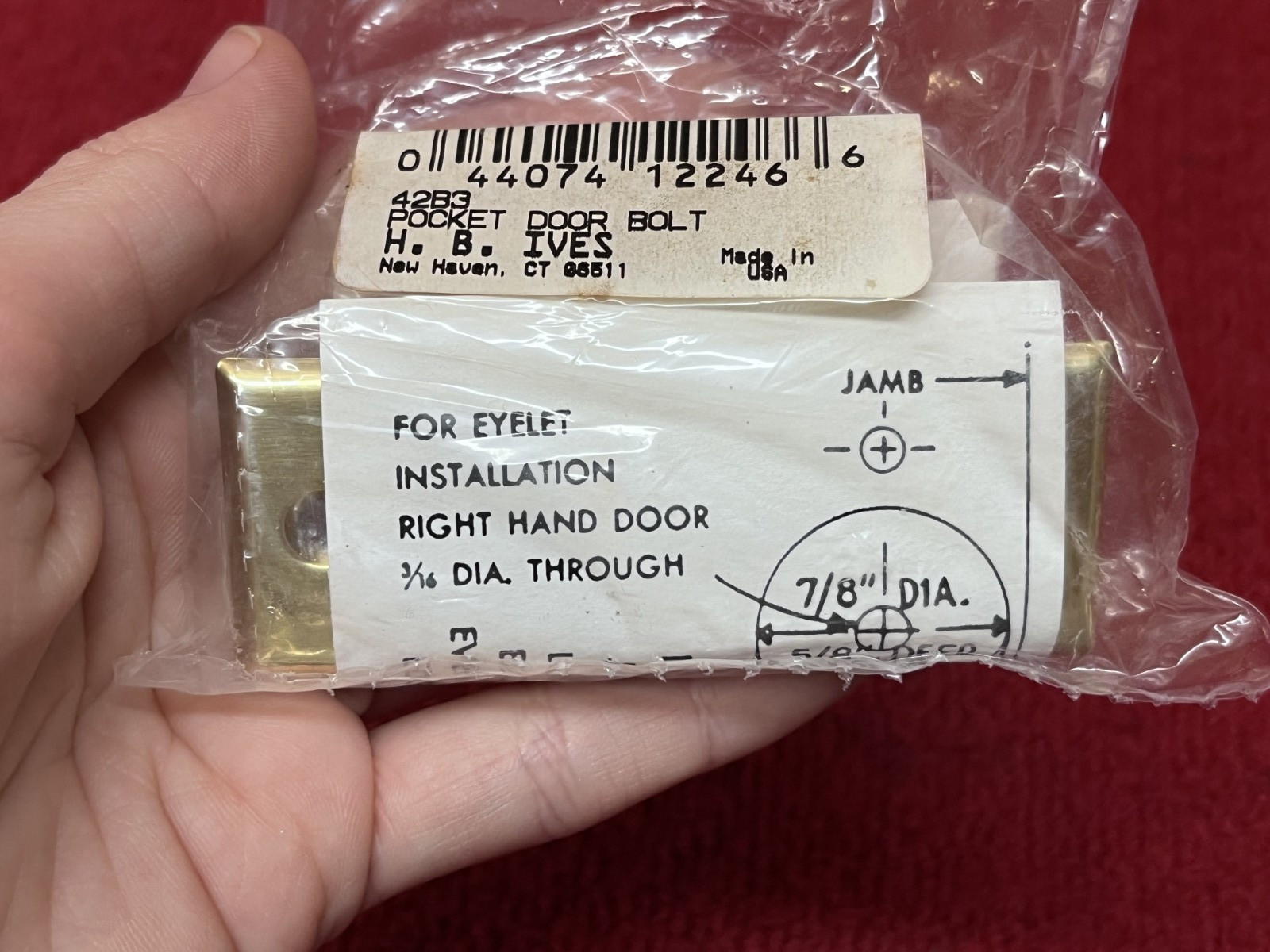 Open Box Lot of 5 Ives Pocket Sliding Door Bolt Brass #42B3 Good Condition