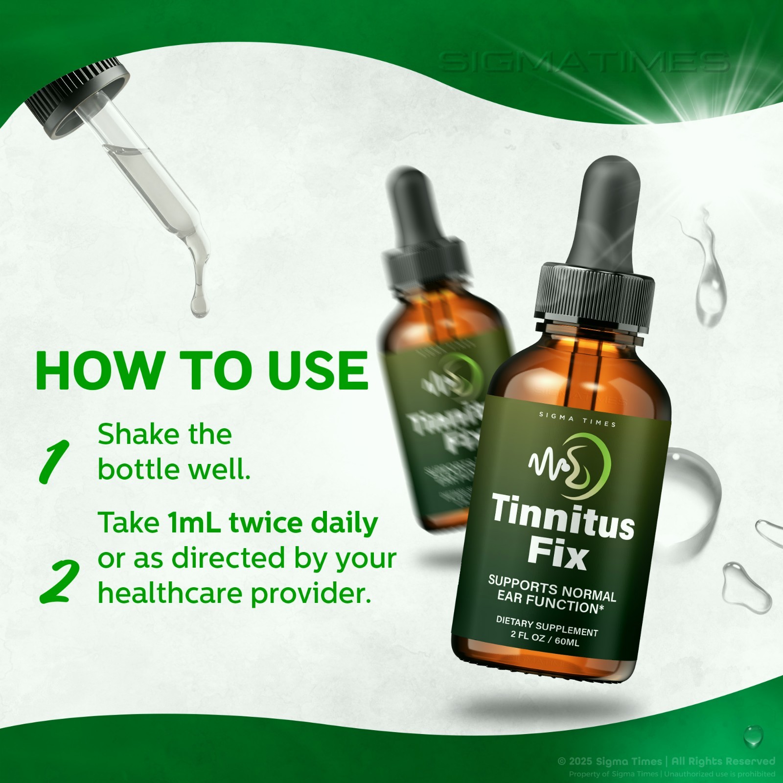 (3 Pack) Tinnitus Fix - Premium Liquid Drops for Ear and Hearing Support