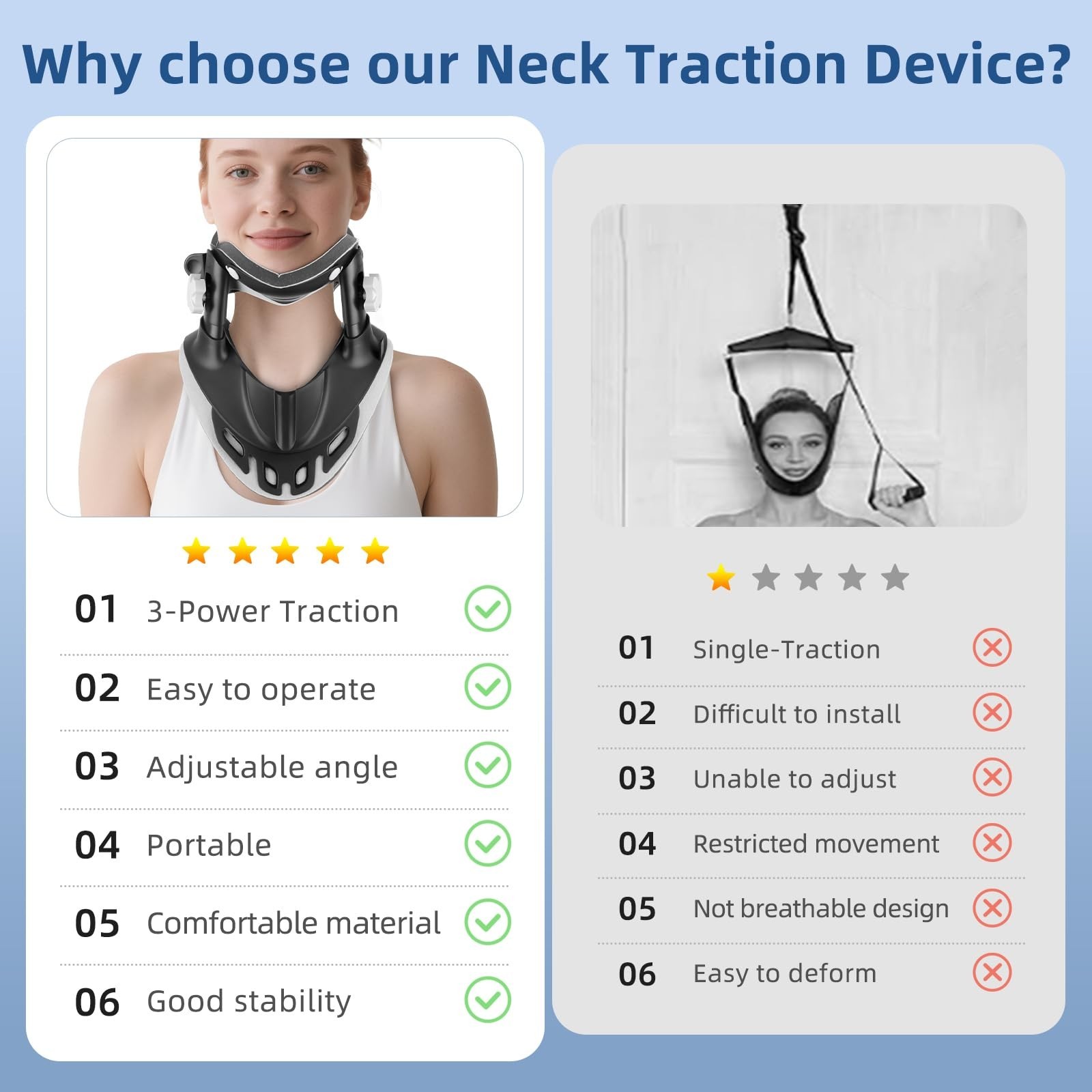 Neck Stretcher Cervical Traction, Adjustable Cervical Neck Traction Device, N...