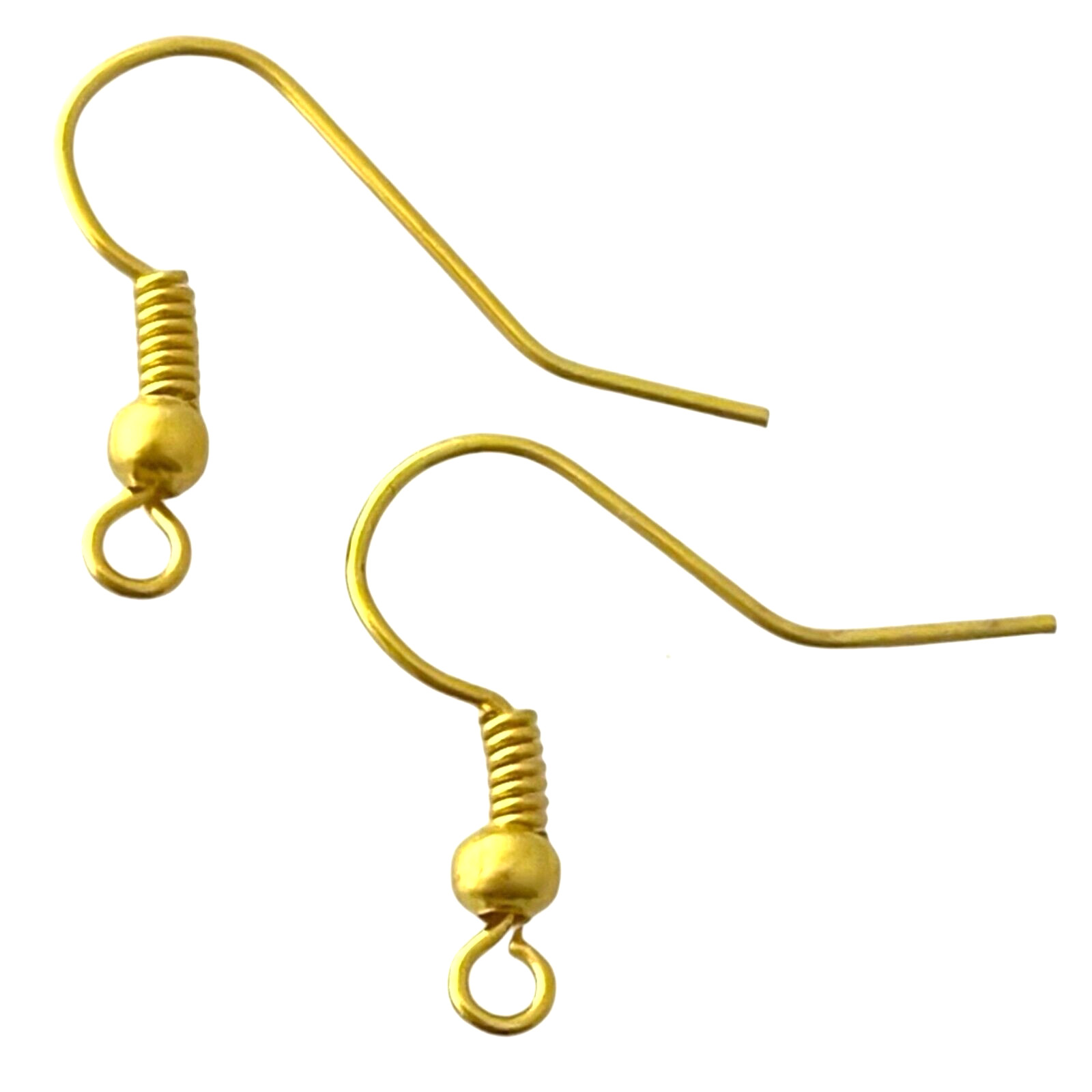 50 Earring Wires Fishhook Ball Earwires Gold Plated Brass Beading Findings