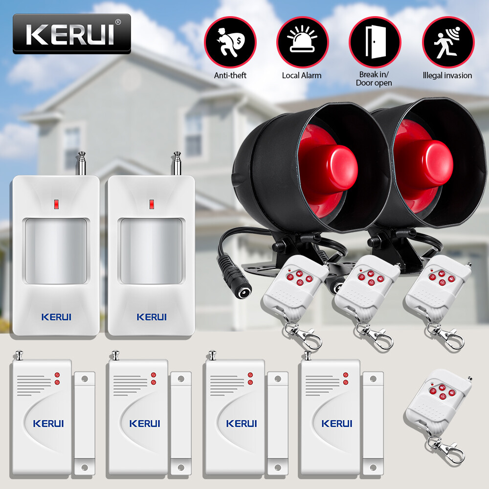 KERUI Home Security Alarm System with 2 Sirens 2 Motion Detectors 4 Door Sensors