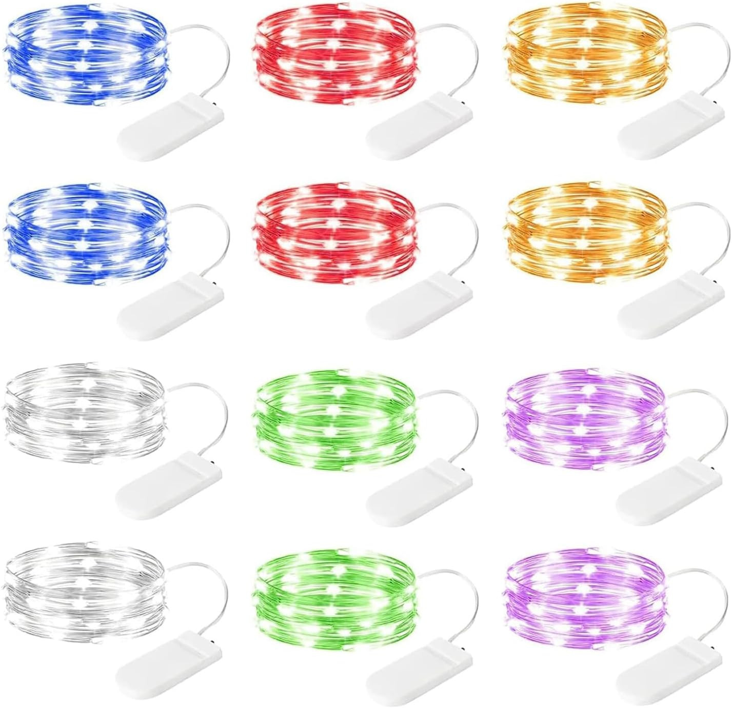 12 Pack Multi Color Led Fairy Lights Battery Operated String Lights Waterproof S