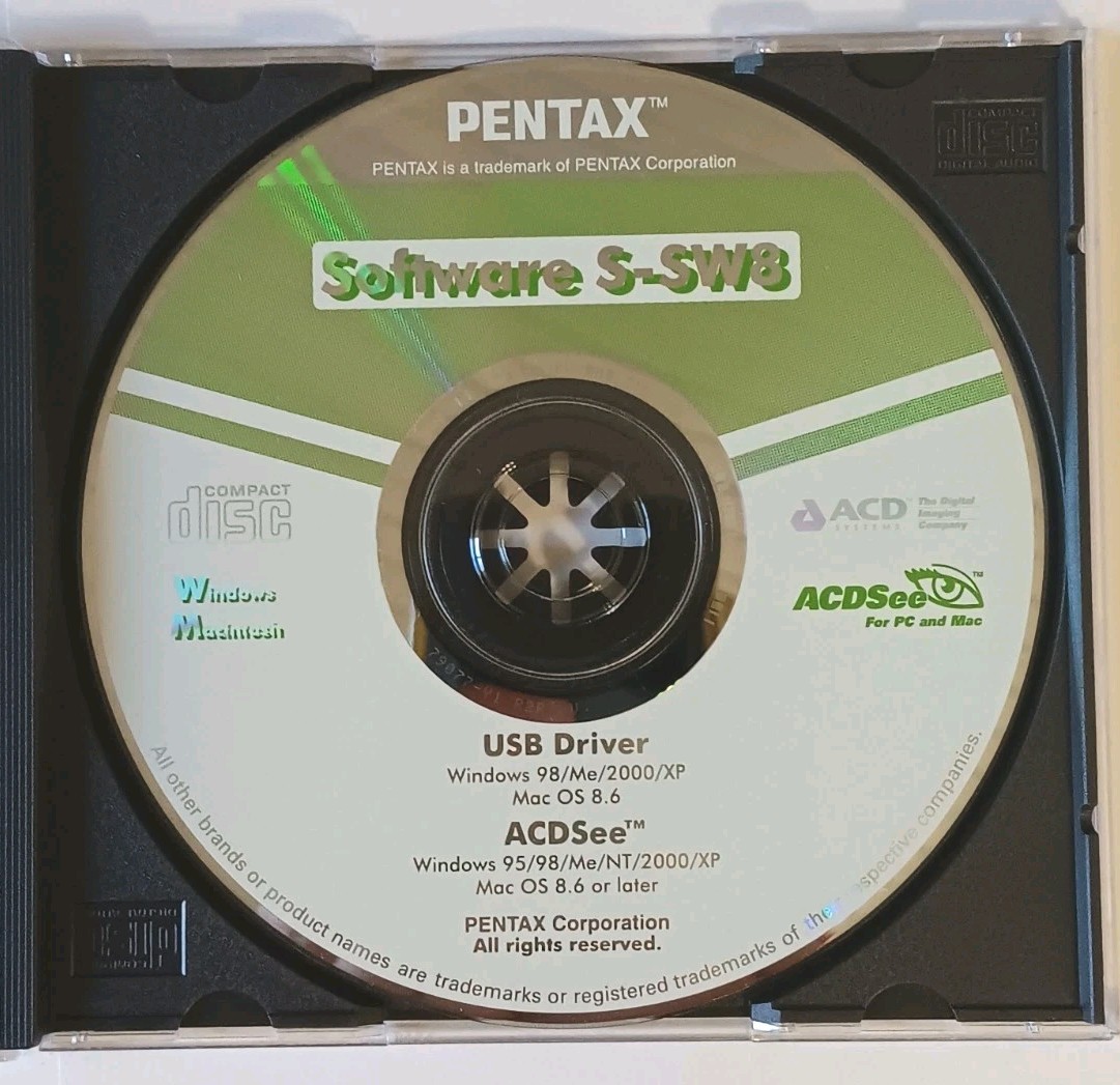 Pentax Software S-SW8 USB Driver ACDSee CD-ROM Windows Mac Genuine Disc