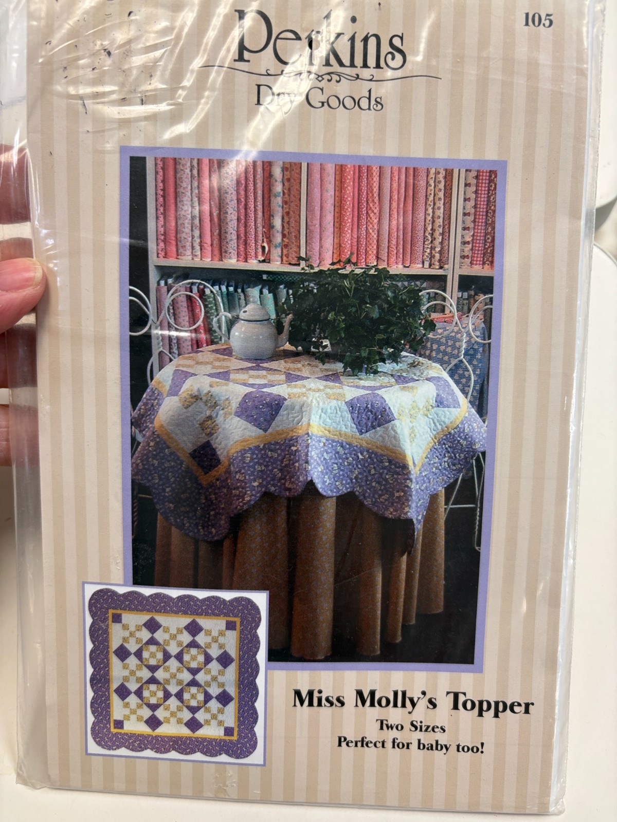 MISS MOLLY'S TOPPER quilt pattern, Pieced, 49x49 or 36x36", by Perkins