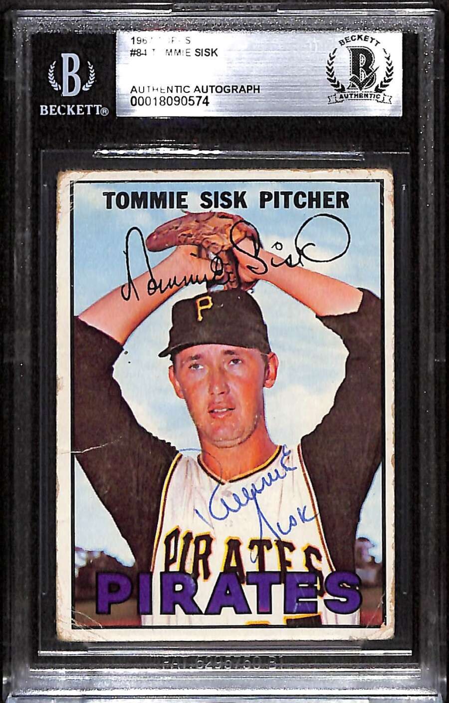1967 Topps 84 Tommie Sisk  BGS Auto Autographed BAS Authentic C99761