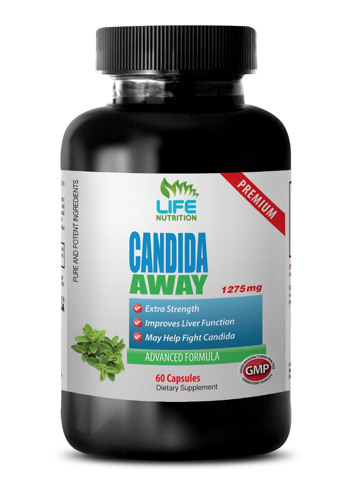Candida Away 1275mg - Fight Candida Yeast Clear Your Body Ultimate Capsules 1B