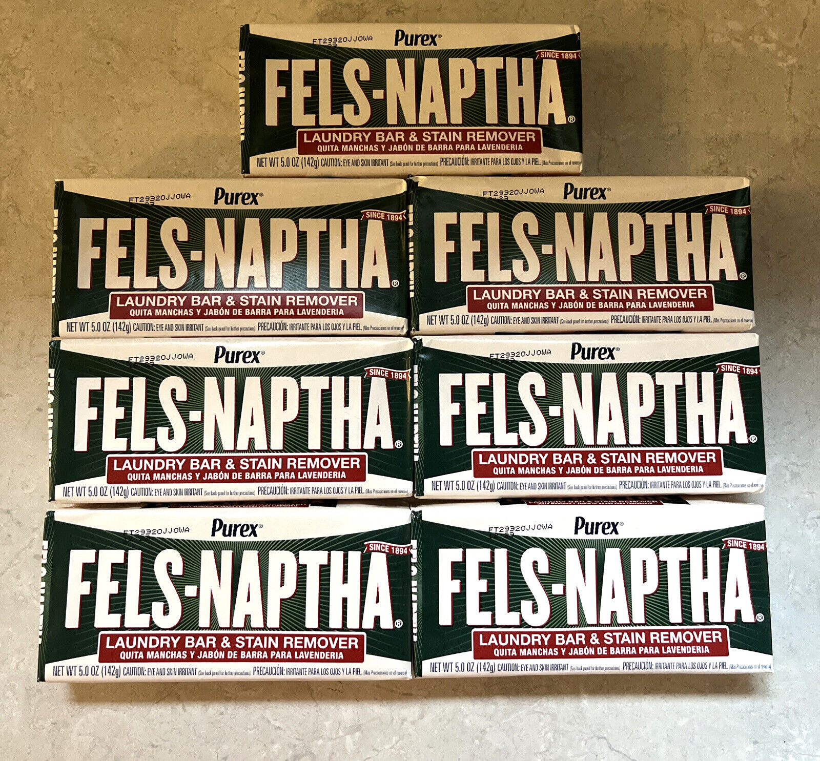 Purex Fels-Naptha Laundry Bar & Stain Remover & Pre-Treater Lot of 7