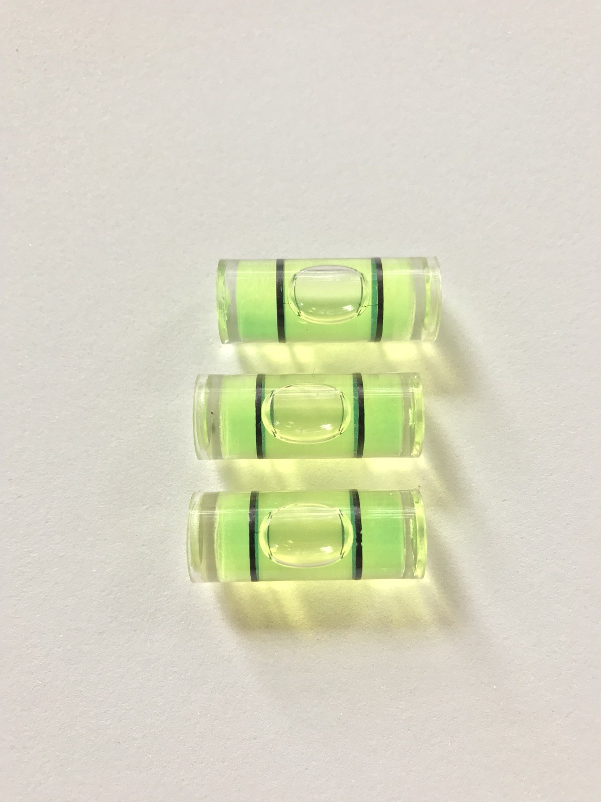 3PCs .3825” D X .975” L Acrylic Tube Bubble Spirit Level Vial Bright Green Color