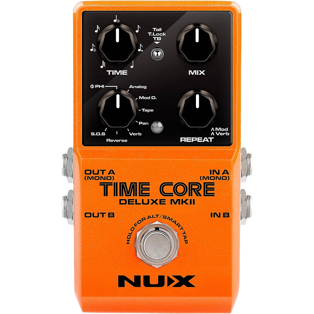NUX Time Core Deluxe MKII Delays, Phrase Looper, Tap Tempo Effects Pedal Orange