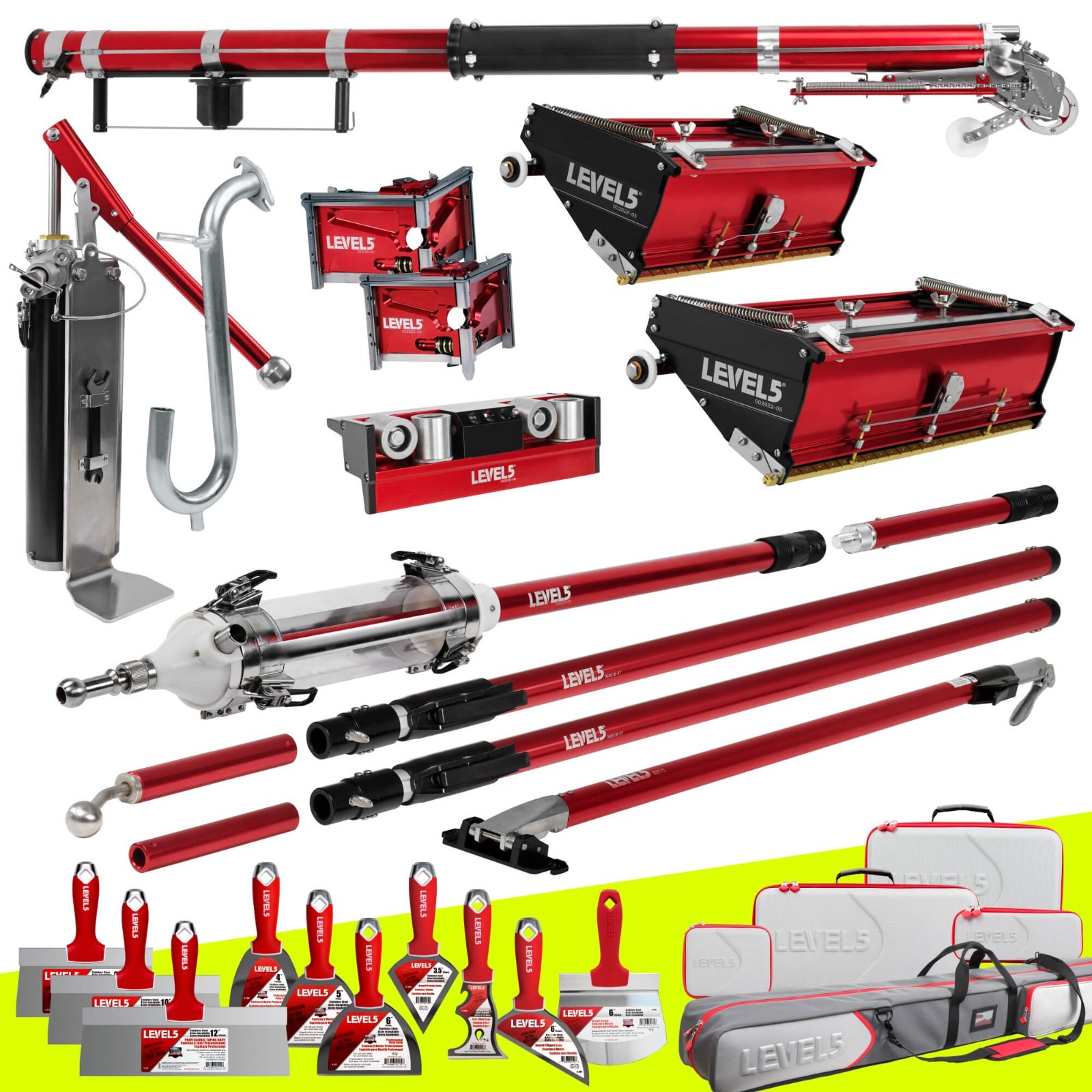 LEVEL5 Pro Drywall Taping & Finishing Set w/ Ext Handles + MiniShot | 4-681P