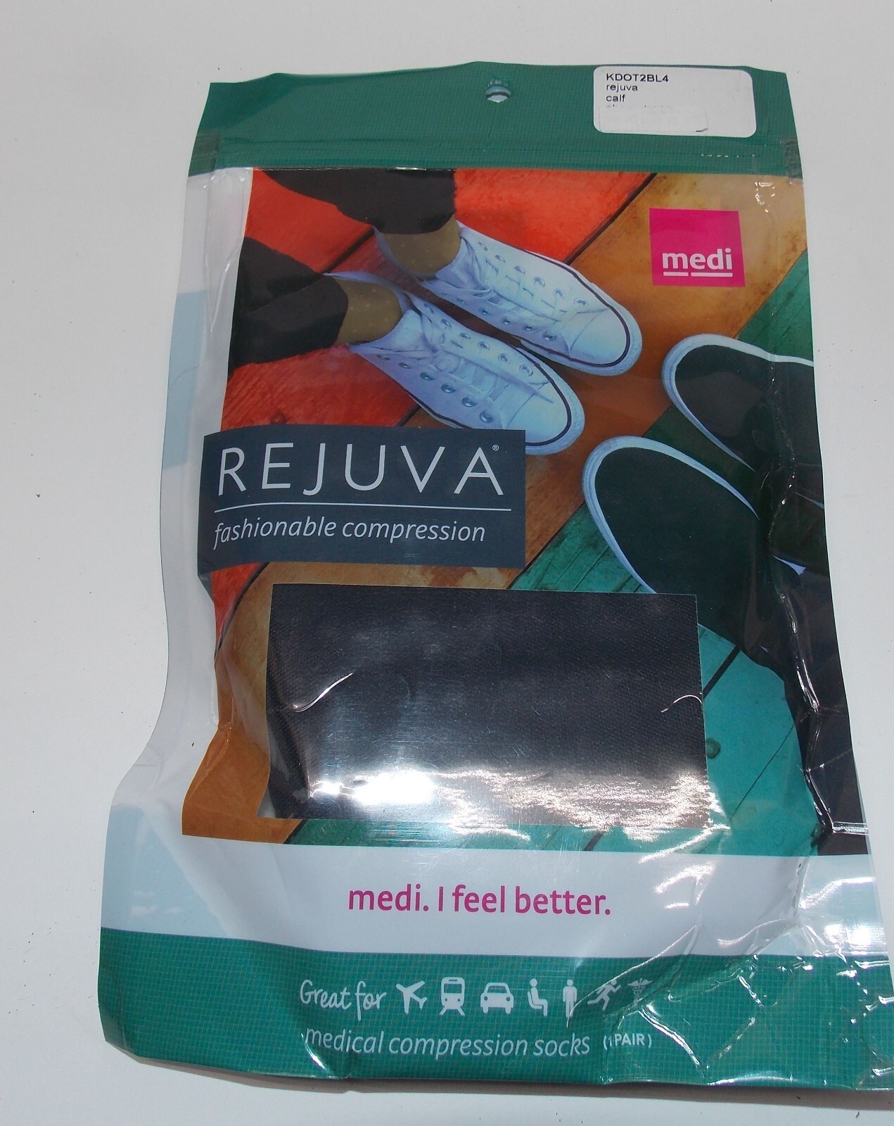 Rejuva Sheer Dot Compression Socks   20 - 30 mm Hg Calf Length (Black) Small