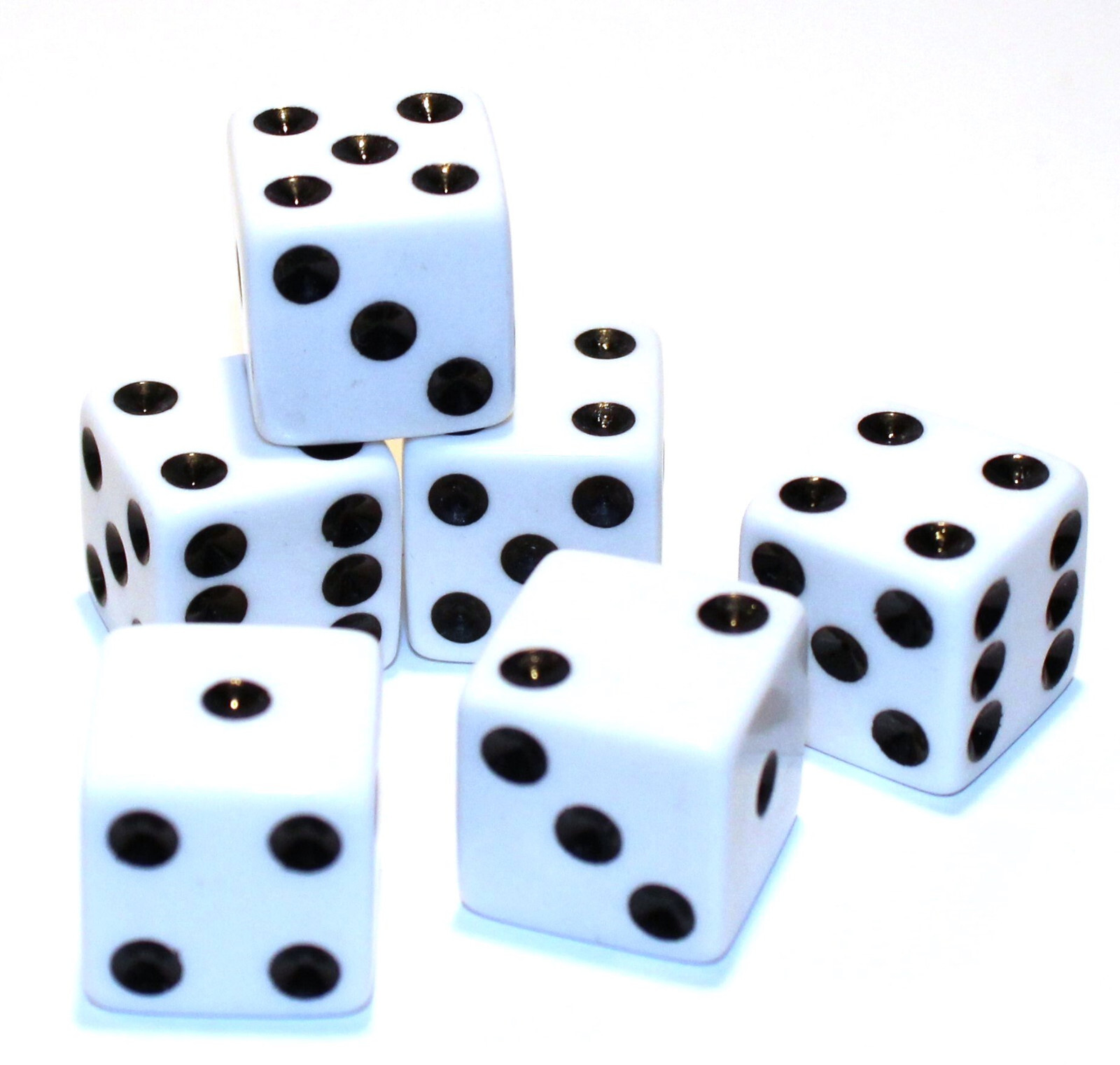 New Set of 6 Opaque 16mm Dice - 5/8" Game Dice - White