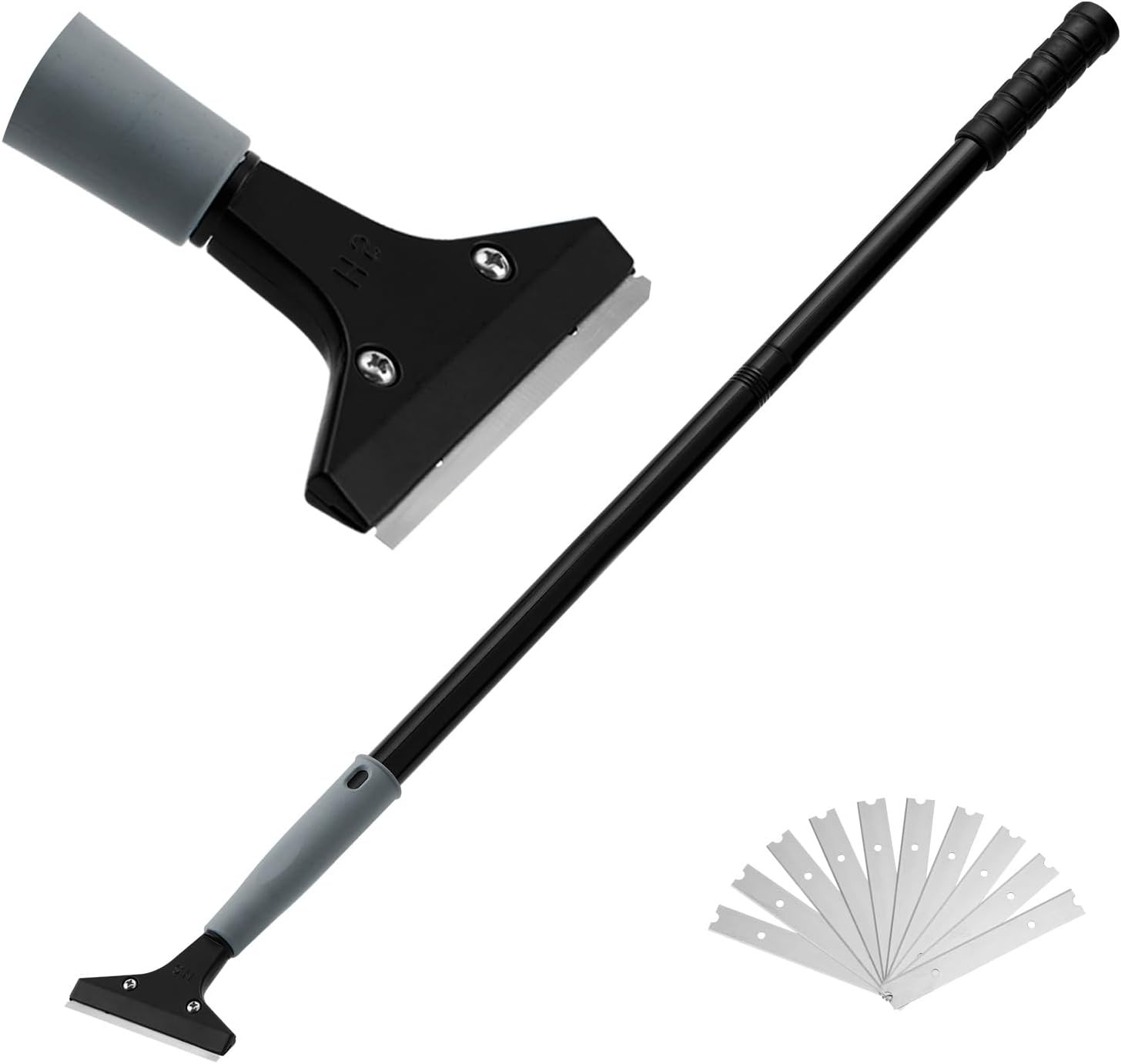 Heavy Duty 4-Inch Razor Blade Floor Scraper, 45 Inch Long-Handle, Cleaning Glass