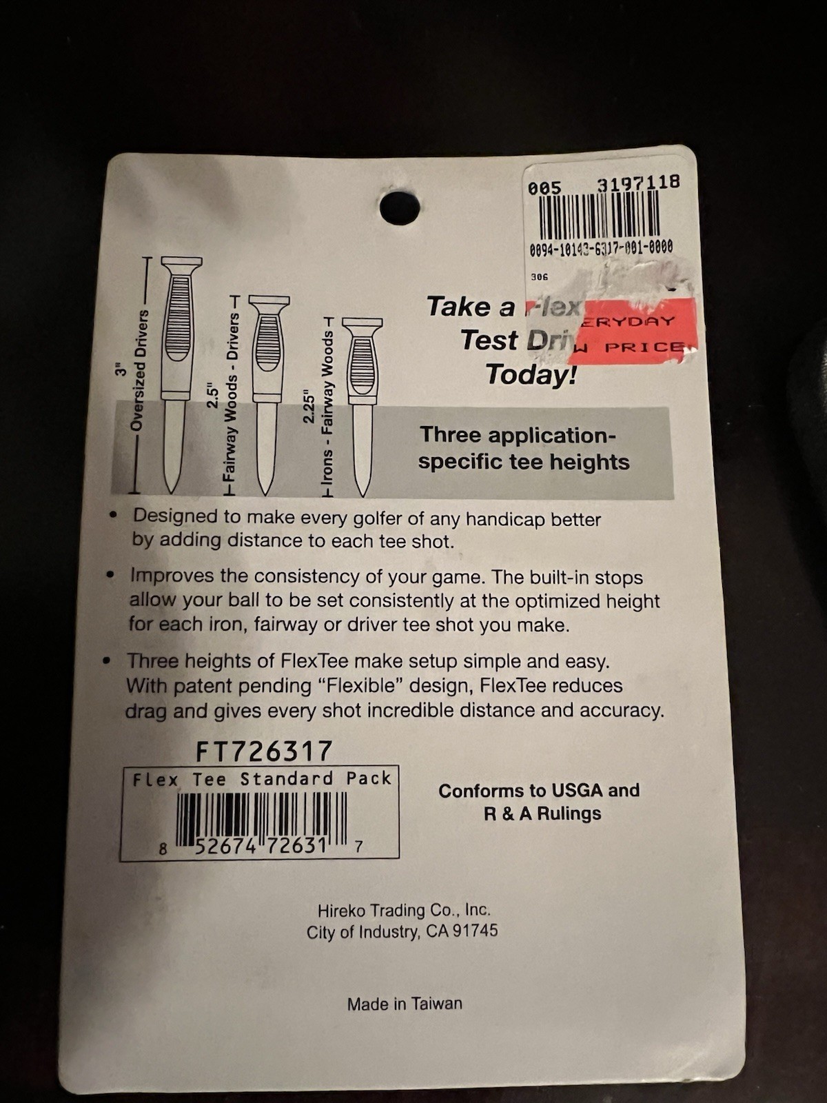 TourGear/Hireko FlexTee Flexible Golf Tees (8 Pack), Florescent