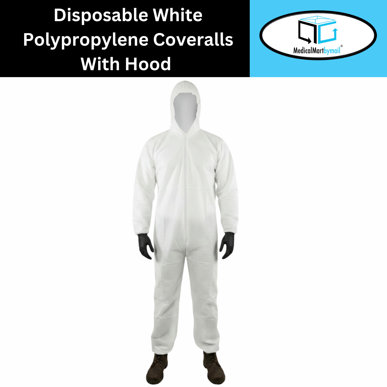 50 PP Coverall  W/Hood Elastic Wrists & Ankles Size: Medium