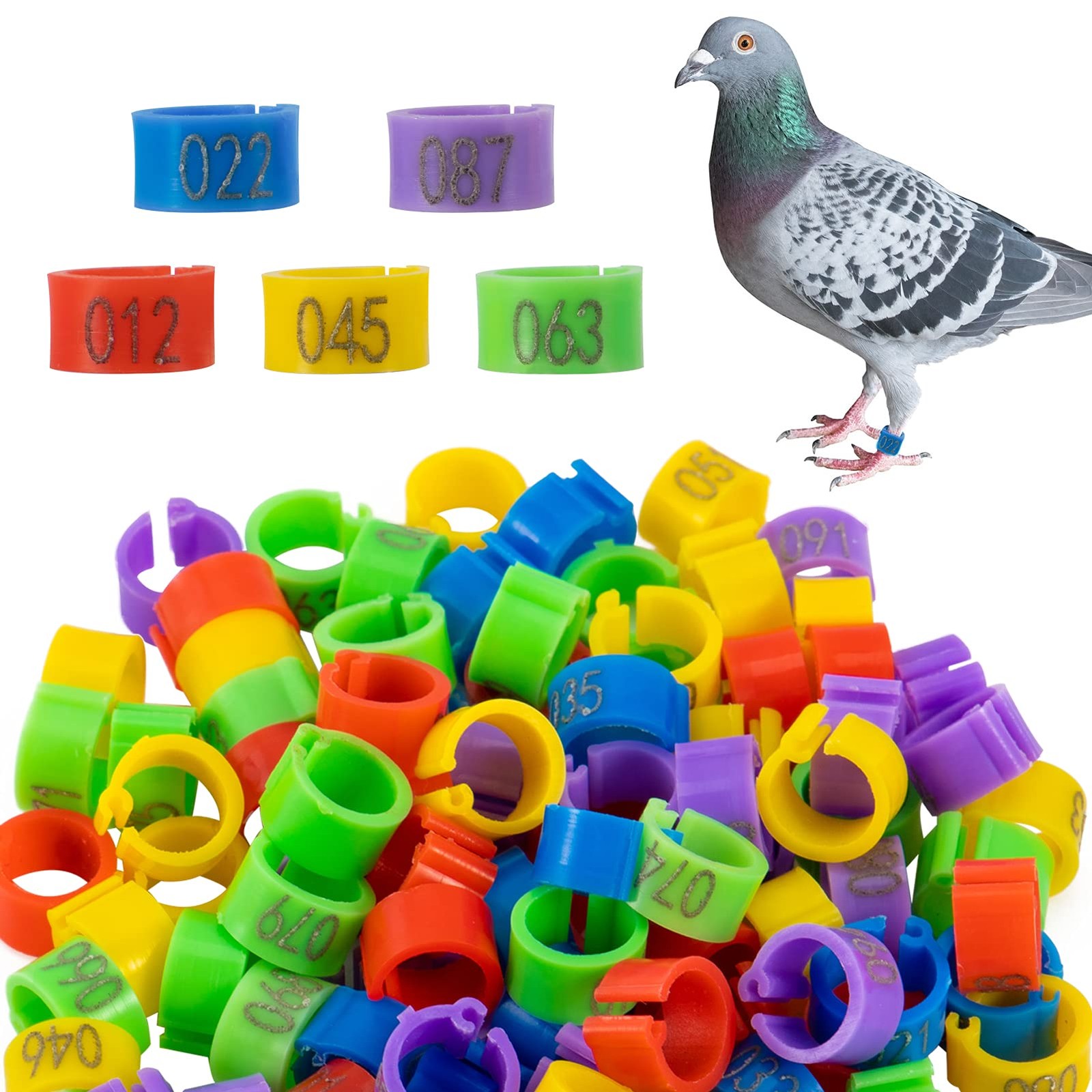 0.3in 100 Pcs Numbered Bird Pigeons Leg Identification Bands
