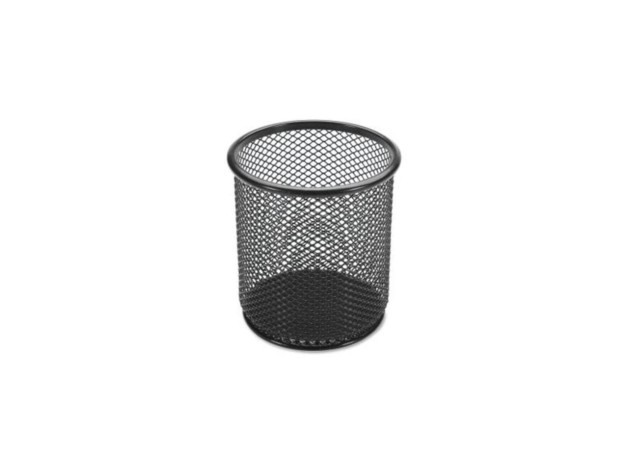 Lorell Steel Pencil Cup 3-1/2"x3-7/8" Black Mesh 84149