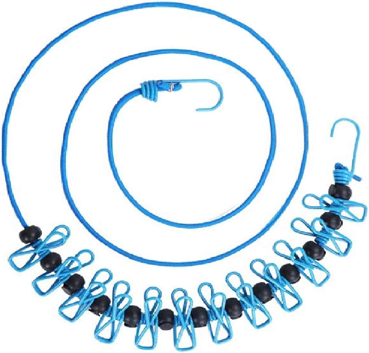 Lightweight Portable Clothesline - 7oz Retractable Elastic Travel Line with Pins