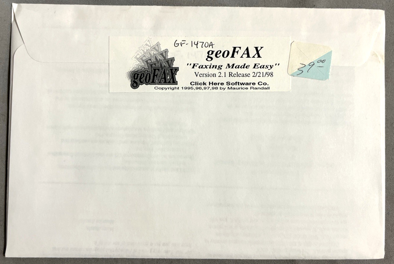 NIB GEOS geoFAX Version 2.1 Release2/21/98 M. Randall's Click Here Software Co.