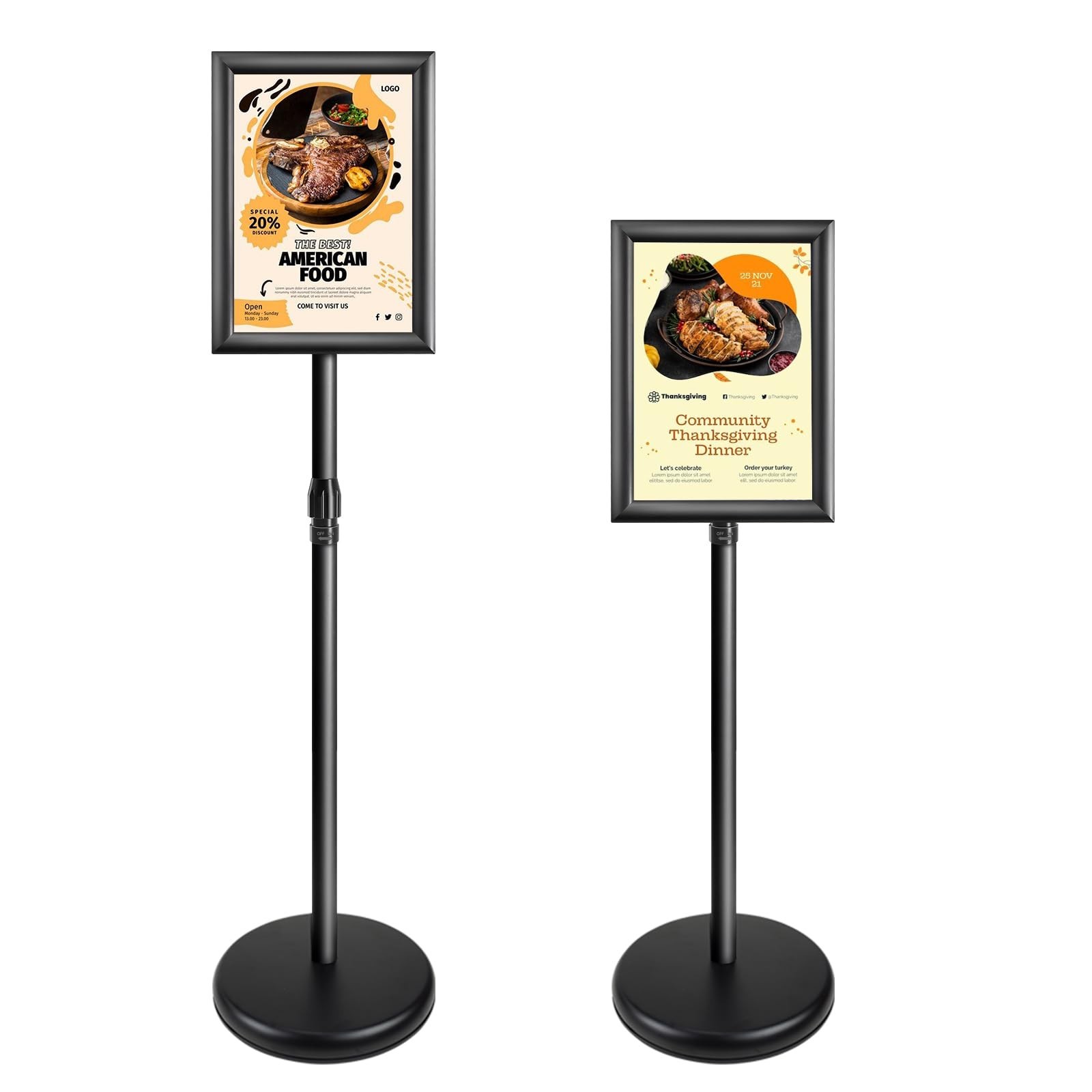 Adjustable Pedestal Sign Stand, Floor Standing Sign Holder for Display | Alum...