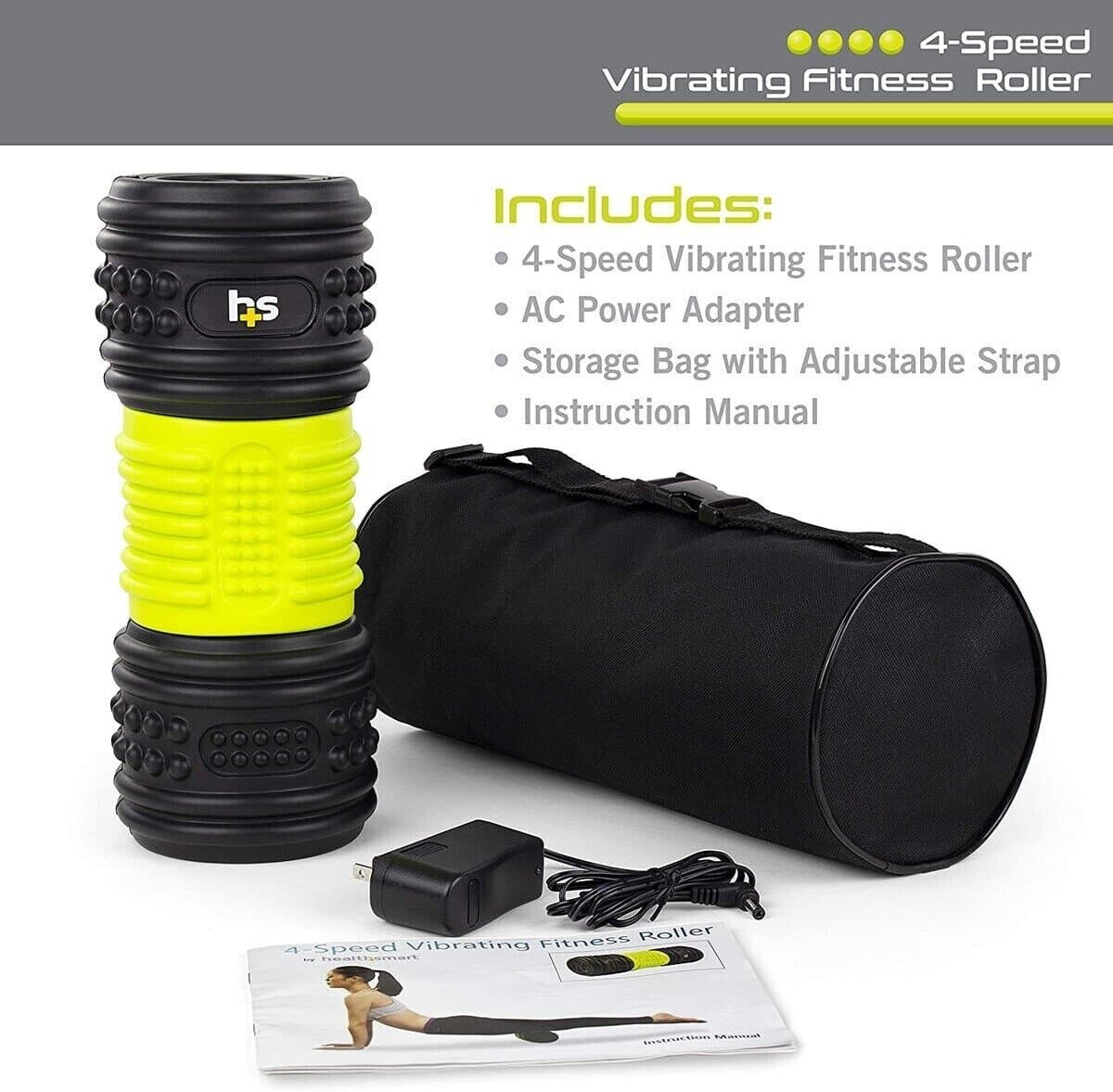 HealthSmart Full Body Roll Massager with Charger 4.75 x 11.5" Green