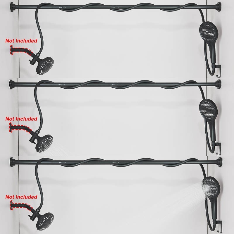 High Pressure Black Adjustable Dual Shower Head with Handheld System for Couples