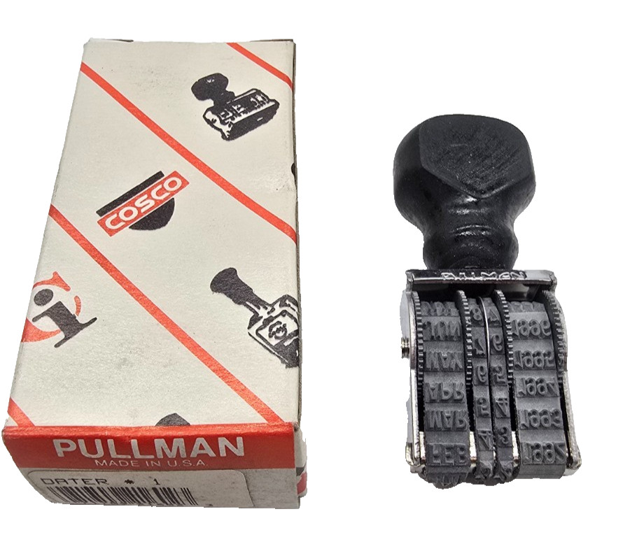 VTG Pullman 4-Band Adjustable Date Number Rubber Stamp Made In USA RARE NEW NOS