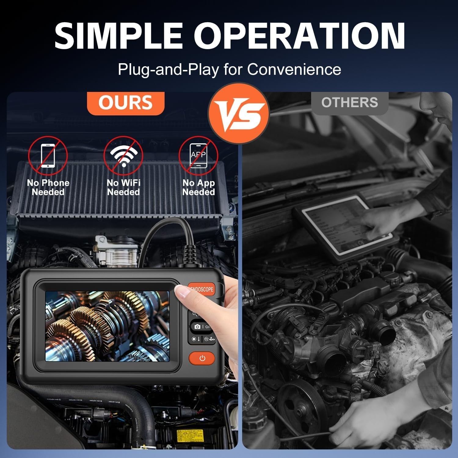Multi-Functional Dual Lens Endoscope - 1920P HD, Waterproof & Ergonomic Design
