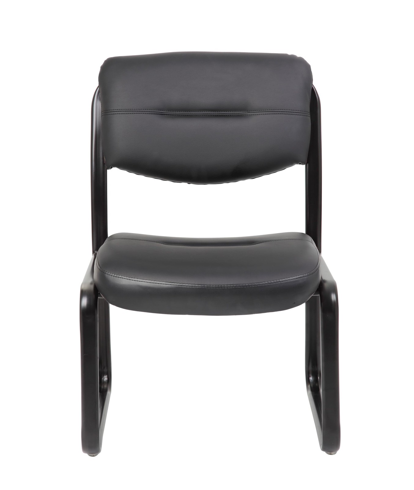 Leather Sled Base Side Chair in Black