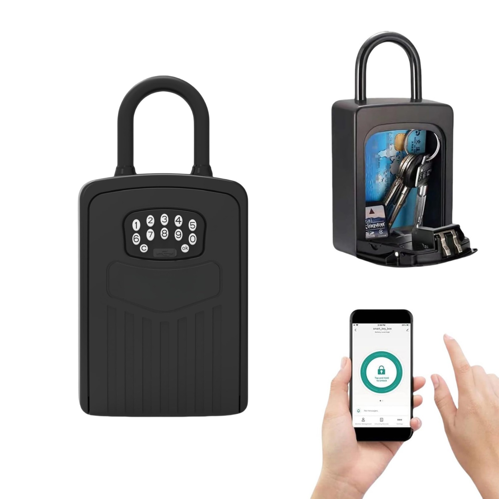 Smart Digital Lock Box for Key, APP Control Bluetooth Wireless Lock Box for K...
