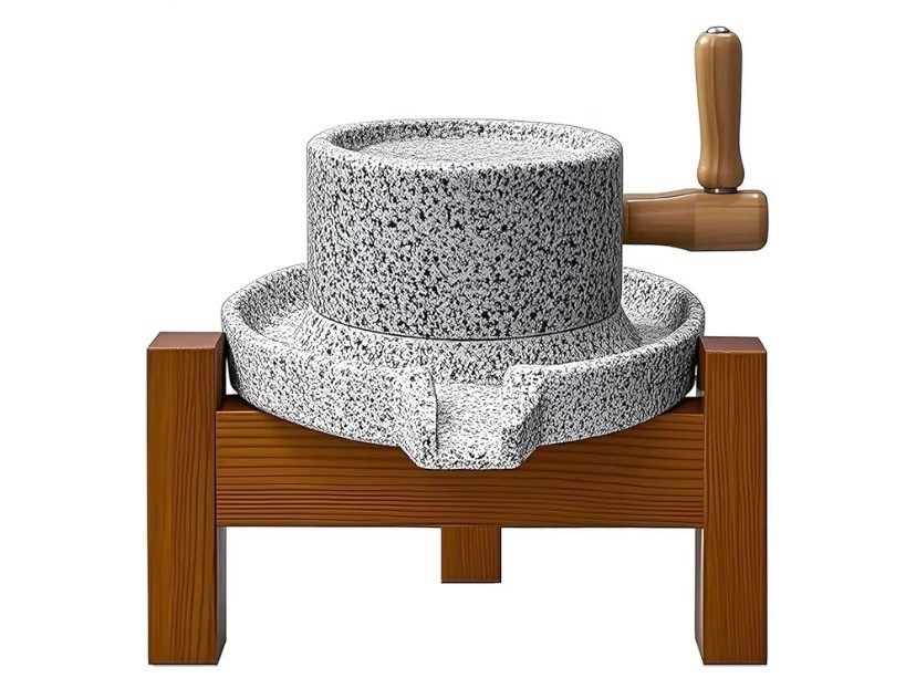 Stone Grain Mill Grinder for Home - Handmade Countertop Wheat & Flour Disk Grind