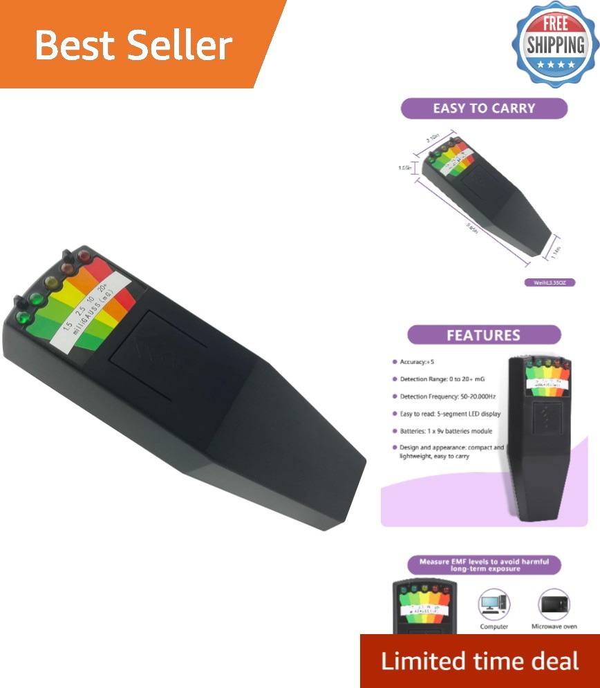 5 LED Magnetic Field Meter - Portable EMF Detector for Supernatural Exploration