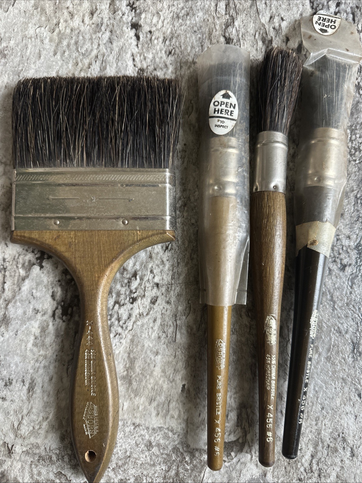 Vintage Osborn Walnut Line #6 X 456 X 144 Brush Lot Made in USA Horsehair NOS