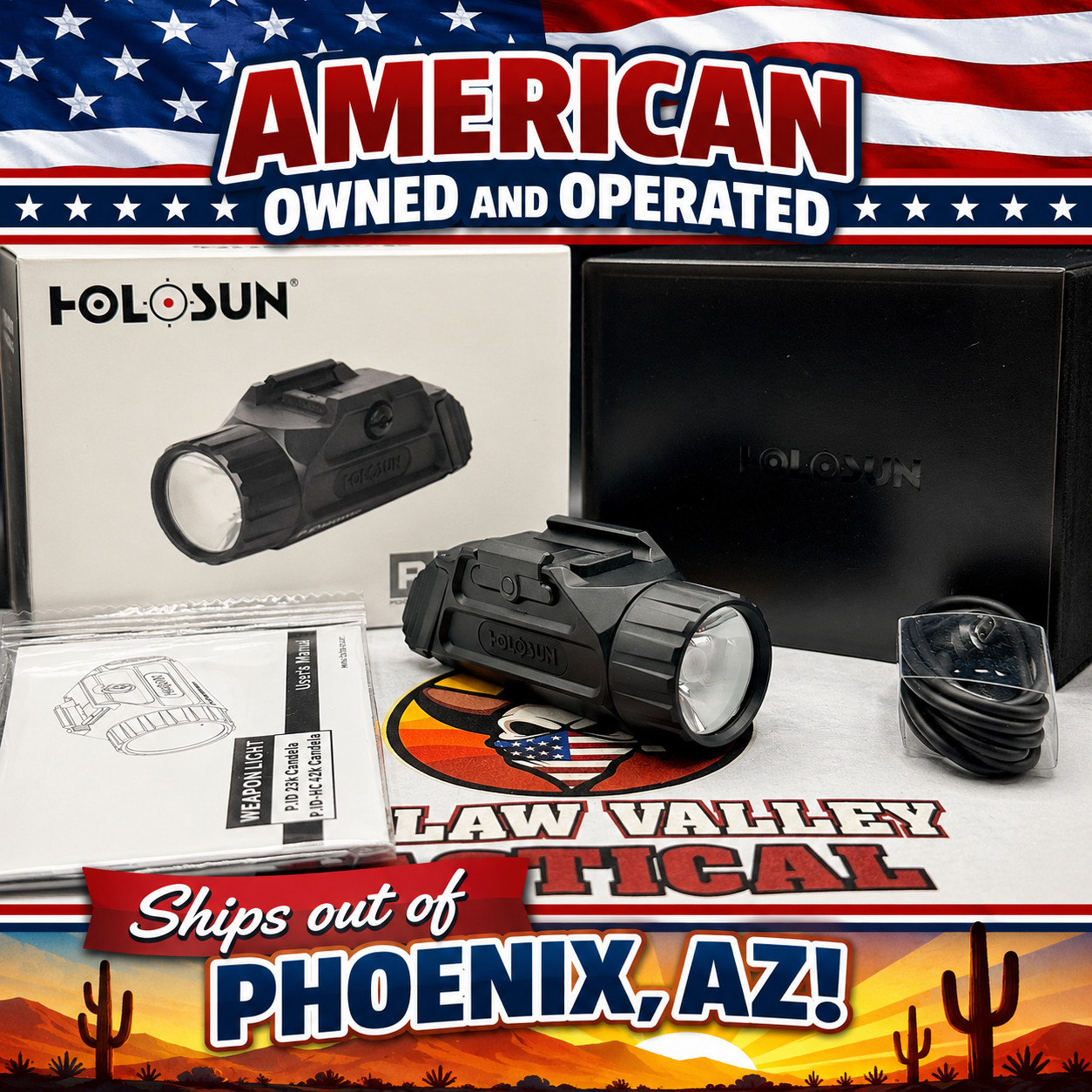 Holosun P.ID High 42,000 Candela Weapon Light, 400 - 800 LUMS Picatinny & Pistol