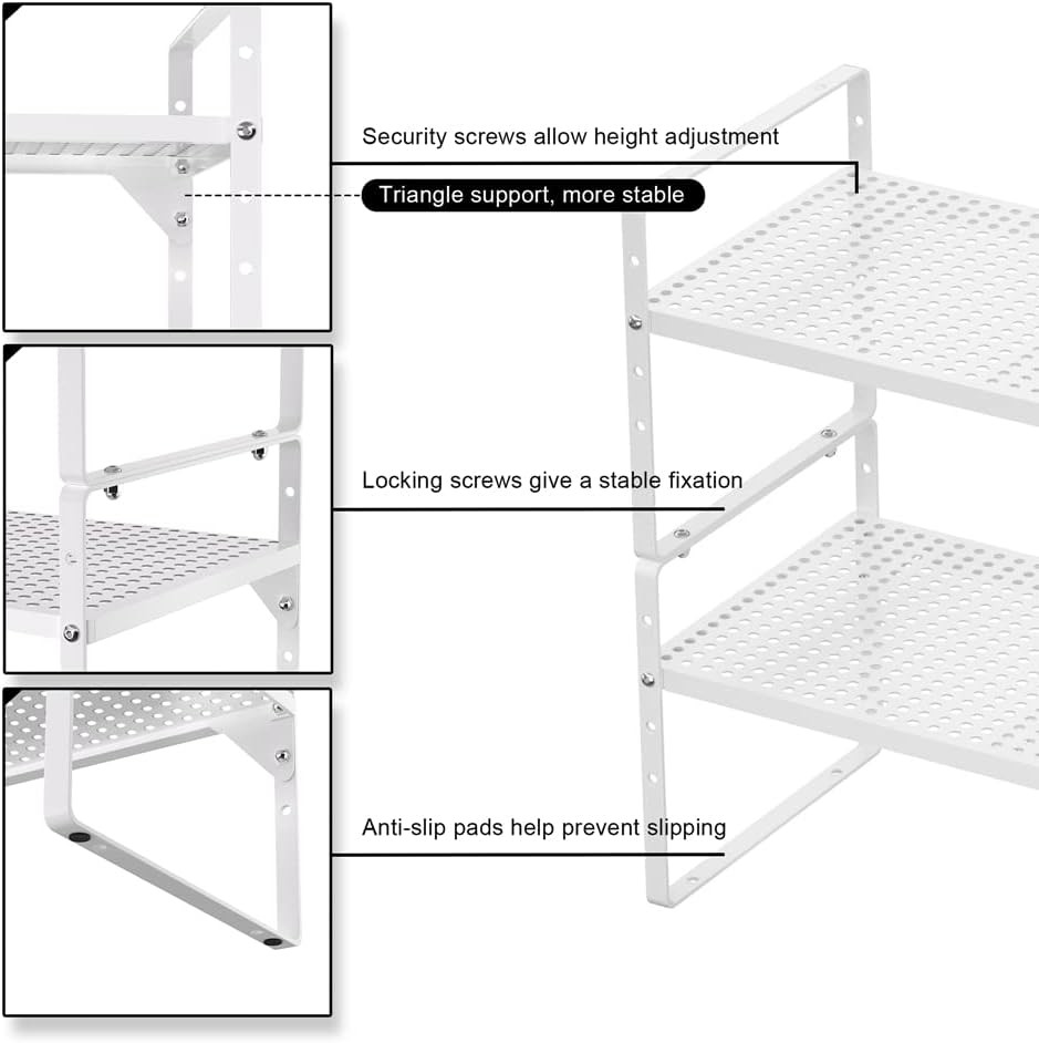 Stackable Expandable Cabinet Shelf Rack - 3 Pack Kitchen Organizer