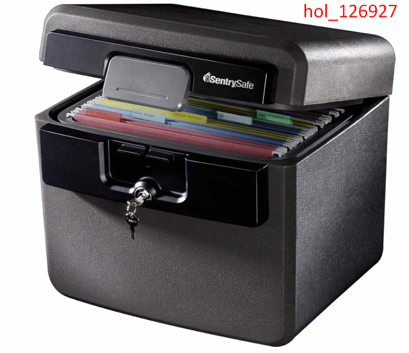 Fireproof Waterproof Safe for Home Documents, Key Lock File Box, Black, HD4100