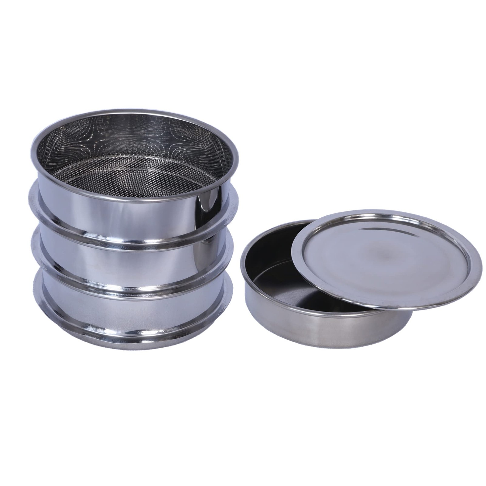 3 Pcs Lab Sieves，6 Inch Diameter Test Sifter with Tray and lid