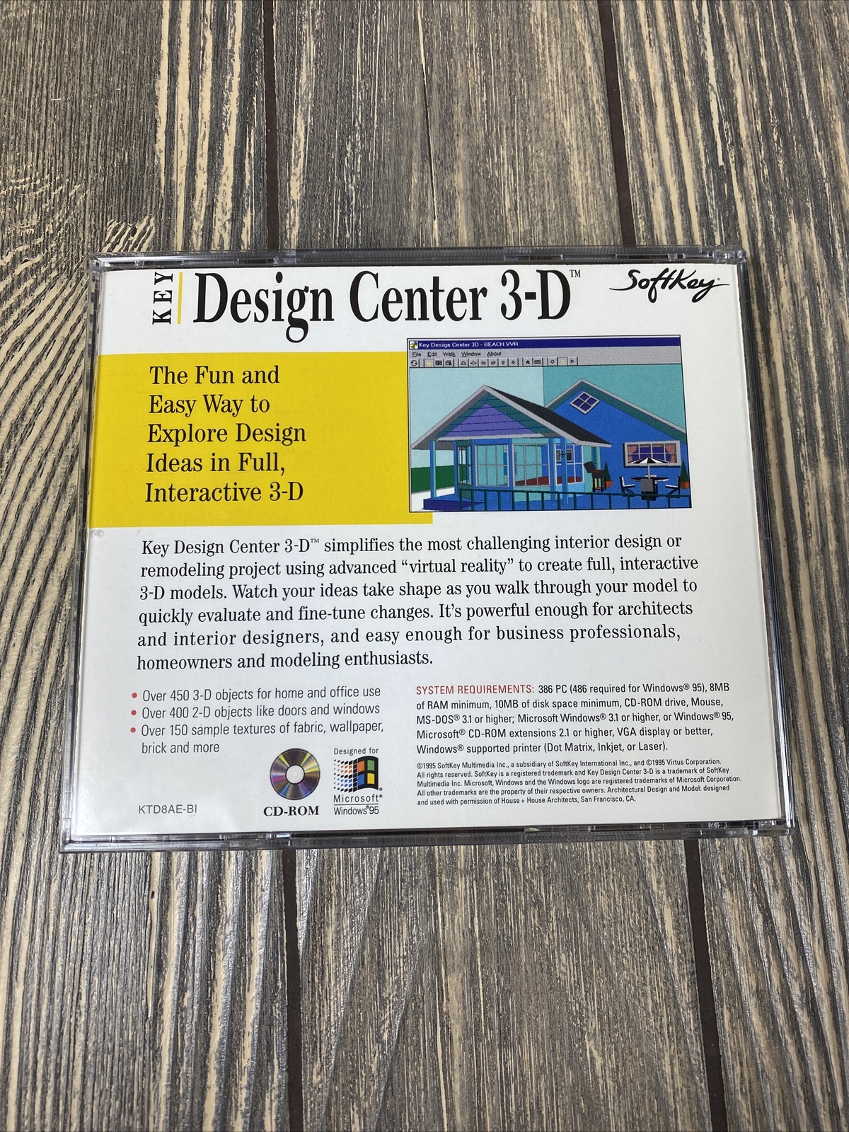 SoftKey Design Center 3D Computer Program Disc Software 1995
