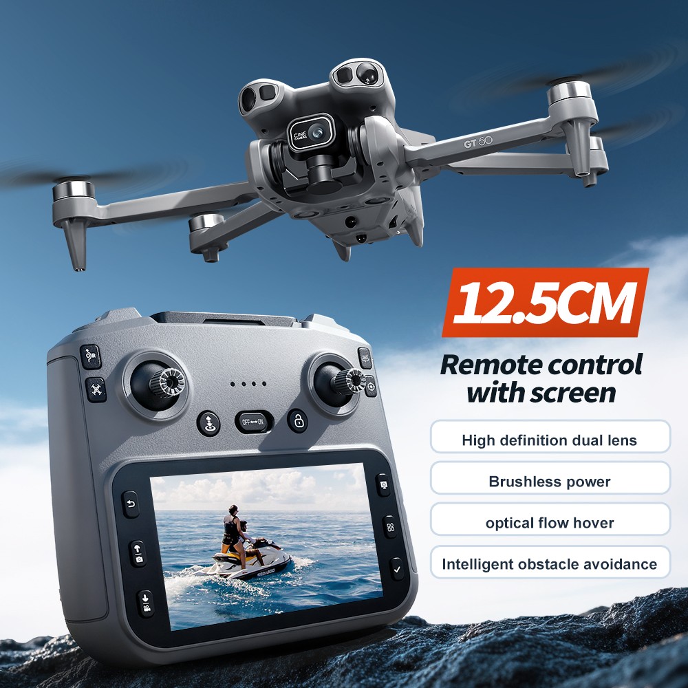 6K HD Screen Controller FPV Drone Foldable RC Quadcopter Dual Batteries