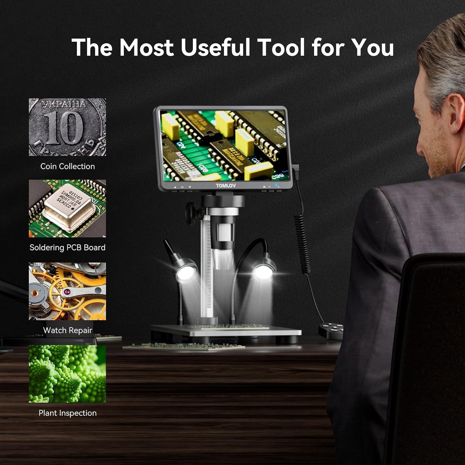Versatile 7" Digital Microscope for Adults: Coin Analysis, Soldering, PC Ready
