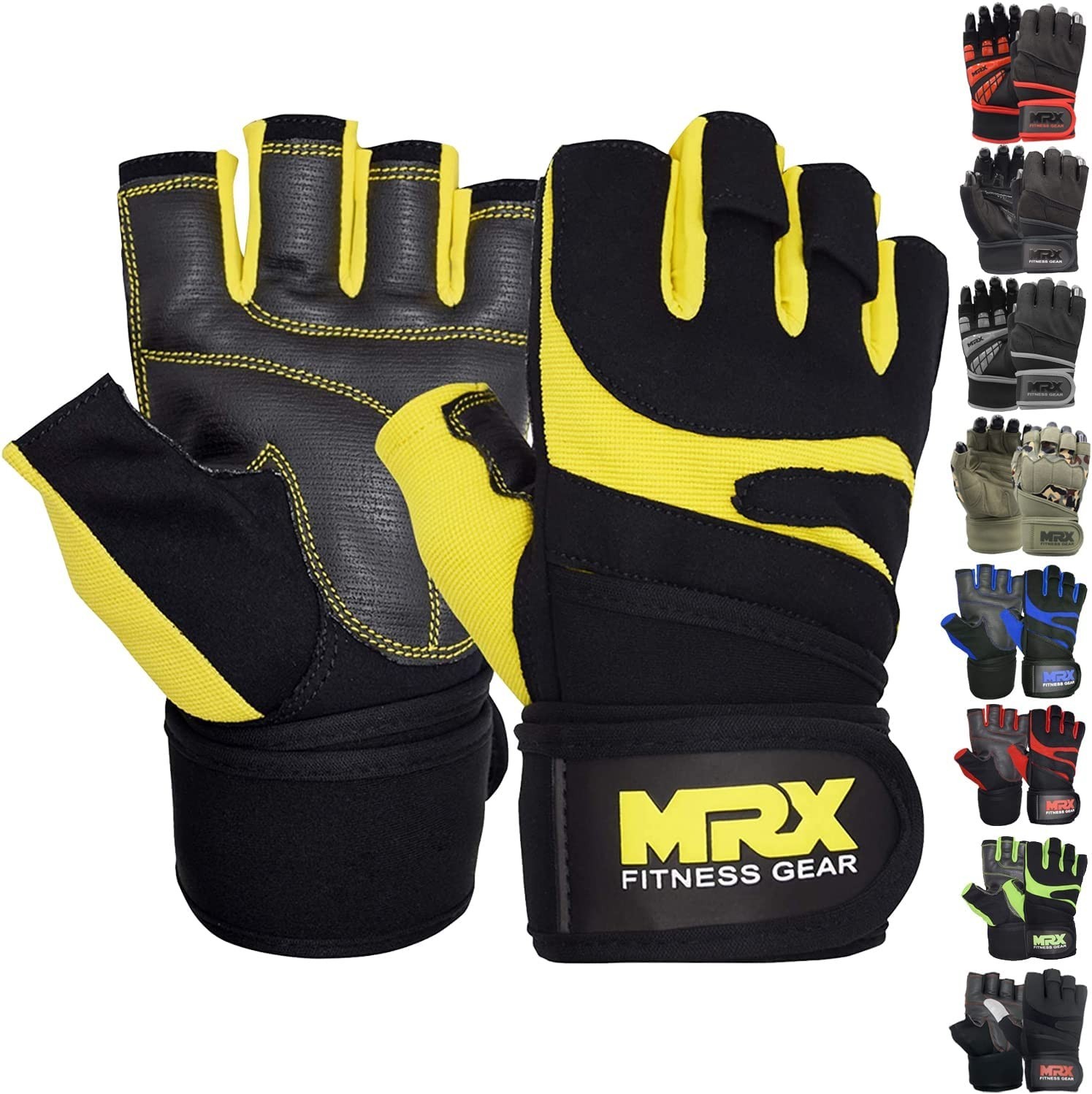 Gym Weightlifting Workout Gloves With Wrist Wrap Support Exercise Men Glove