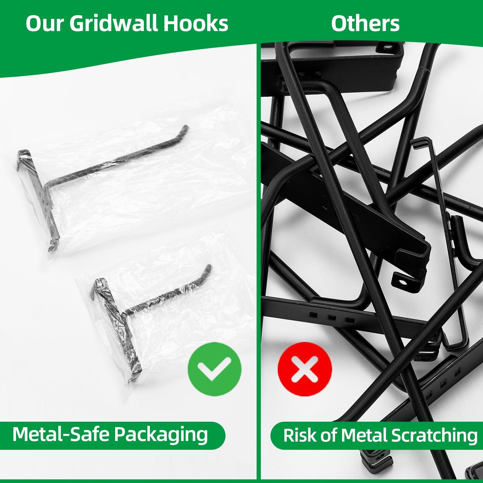 PYBTOOL Gridwall Hooks 6 Inch, 100 Pack Grid Wall Hooks, Grid Panel Hooks and...
